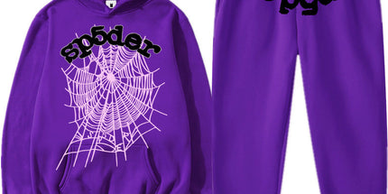 Printed Couple Hoodie and Sweatpants Set 1 Purple M Mldrip