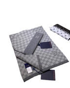 Grey LV Beanie & Scarf Set
