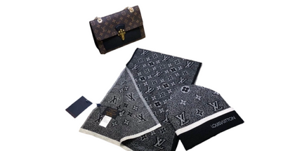 Luxury Monogram Beanie & Scarf Set – Winter Drip Unlocked Grey & Black LV Beanie & Scarf Set Mldrip