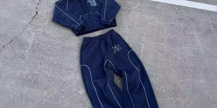 Star Print Zippered Hooded Sweatshirt Mldrip