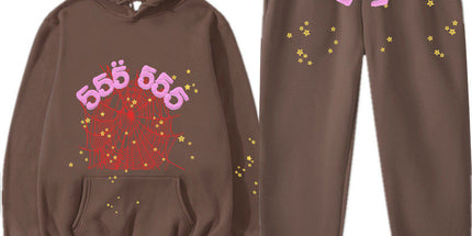 Printed Couple Hoodie and Sweatpants Set Y Brown 555 L Mldrip