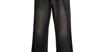 Men's wide-leg washed denim pants with a mid-rise design