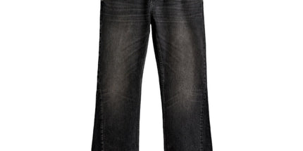 Men's wide-leg washed denim pants with a mid-rise design