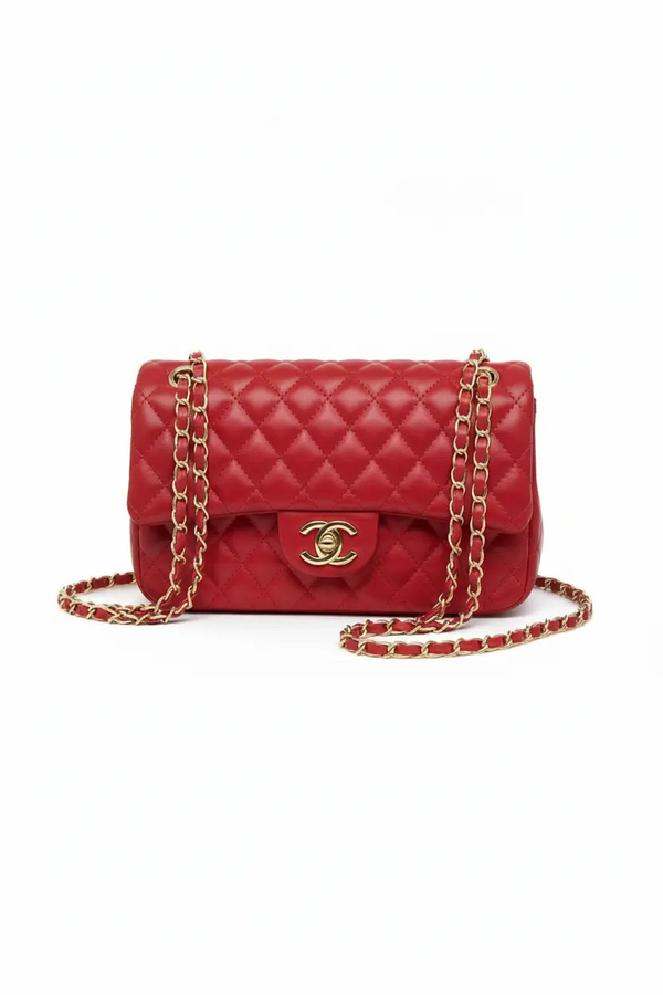 Chanel-Style Quilted Handbag Red Chanel Mldrip