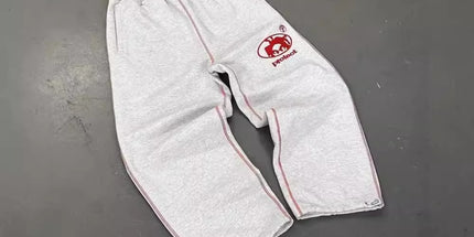 Fleece Sweatpants Embroidery Grey Red 2113 M Mldrip