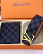 Black 1 Luxury LV & Burberry Belt + Purse Set