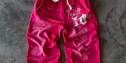 Fleece Sweatpants Cotton Rose Red Rivets L Mldrip