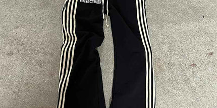 Retro Striped Print Pants K01 Black XL Mldrip