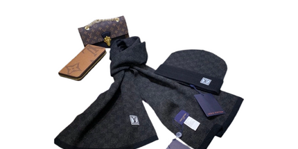Luxury Monogram Beanie & Scarf Set – Winter Drip Unlocked Dark Blue LV Beanie & Scarf Set Mldrip