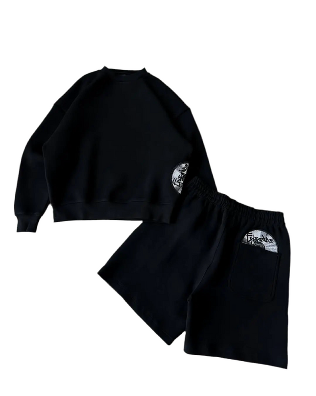 Grey Disc Pattern Men’s Shorts & Tracksuit Set 6 Mldrip