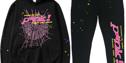 Printed Couple Hoodie and Sweatpants Set K Black Pink XXL Mldrip