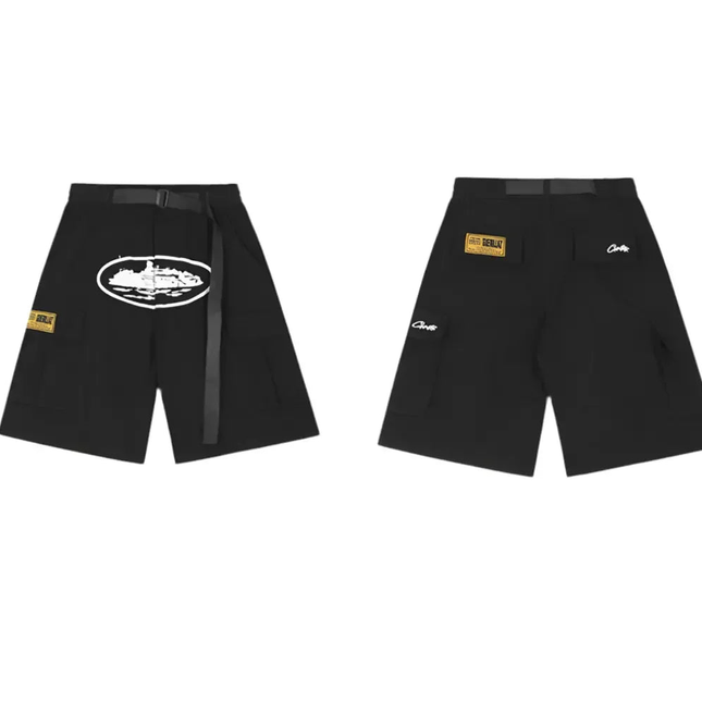 Corteiz Cargo Shorts Streetwear white-image-and-yellow-label Mldrip