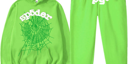 Printed Couple Hoodie and Sweatpants Set Y Fluorescent Green Net XXL Mldrip