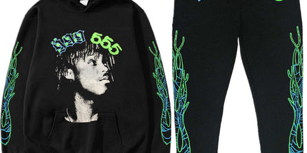 Printed Couple Hoodie and Sweatpants Set Y Black GGG555 XXL Mldrip