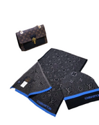 Black & Blue LV Beanie & Scarf Set