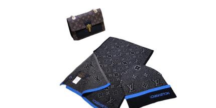 Luxury Monogram Beanie & Scarf Set – Winter Drip Unlocked Black & Blue LV Beanie & Scarf Set Mldrip