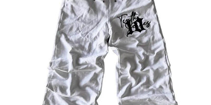 Fleece Sweatpants White Cotton Embroidery Rivets XXL Mldrip