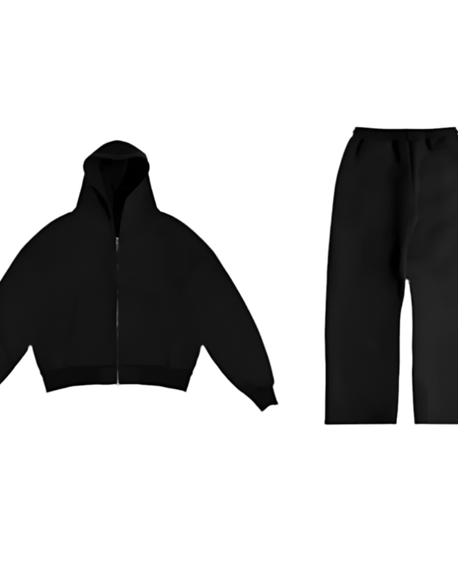 Y2K Retro Streetwear Hoodie Set Black suit Mldrip