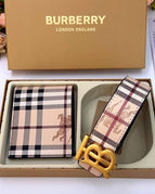 Beige 1 Luxury LV & Burberry Belt + Purse Set