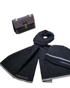 Full Black LV Beanie & Scarf Set
