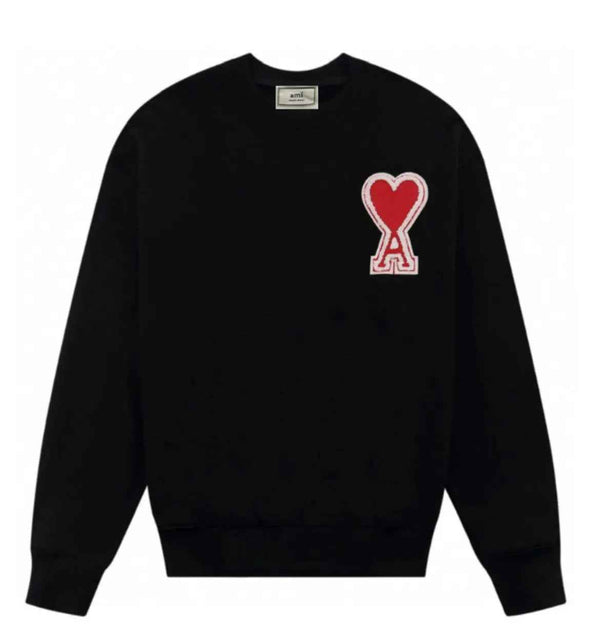 AMI PARIS Black Classic Crew Neck Sweatshirt 1 Mldrip