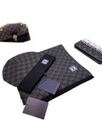 Black Logo LV Beanie & Scarf Set