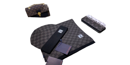 Luxury Monogram Beanie & Scarf Set – Winter Drip Unlocked Black Logo LV Beanie & Scarf Set Mldrip