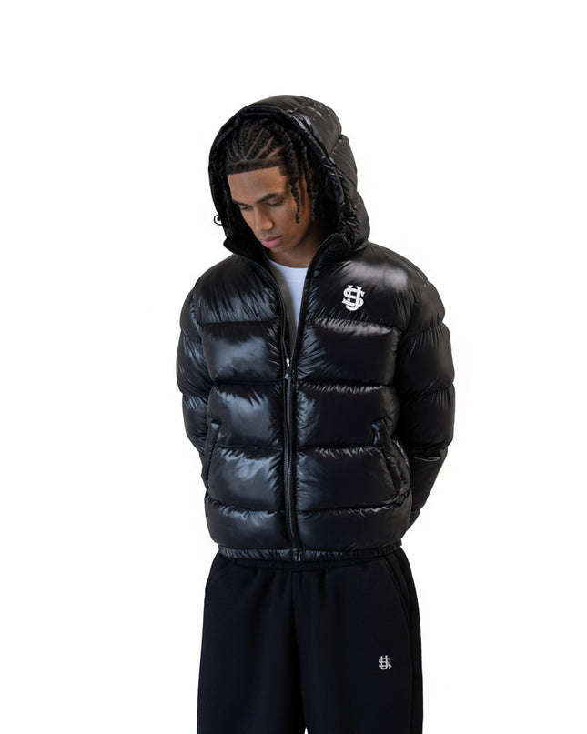 Warm Men's Black Puffer Jacket for Comfort and Cold Weather