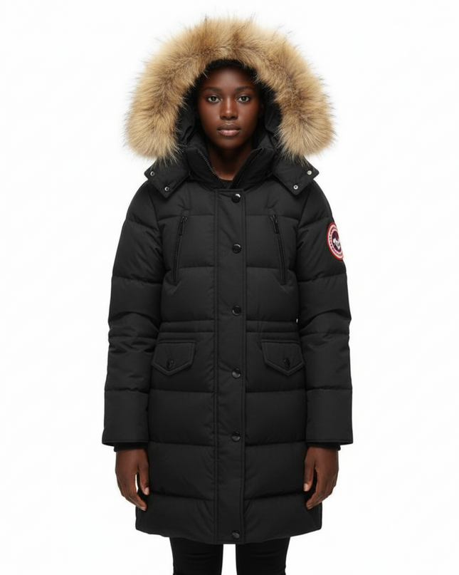 Luxury Fur Hooded Winter Parka Jacket – Black | MLDRIP Mldrip