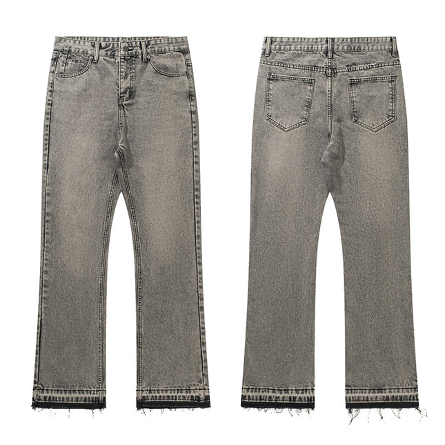 RDT Menswear| American Smoke Grey Tassel 507 Retro Cement Grey Trousers Cleanfit Jeans