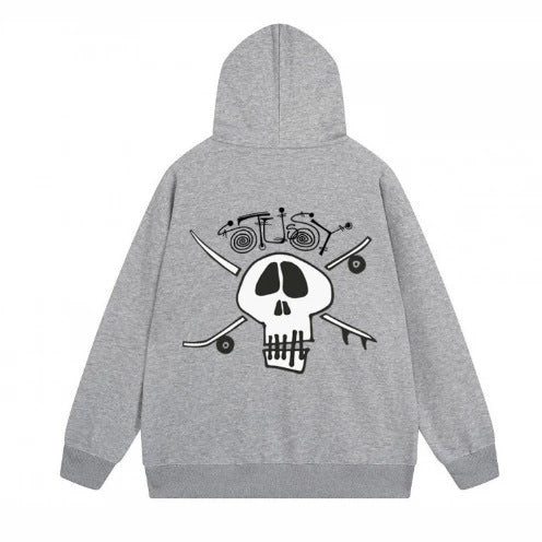 Cross-border classic printed dice skull black ball 8-zipper sweatshirt shitu youth pullover jacket dropshipping