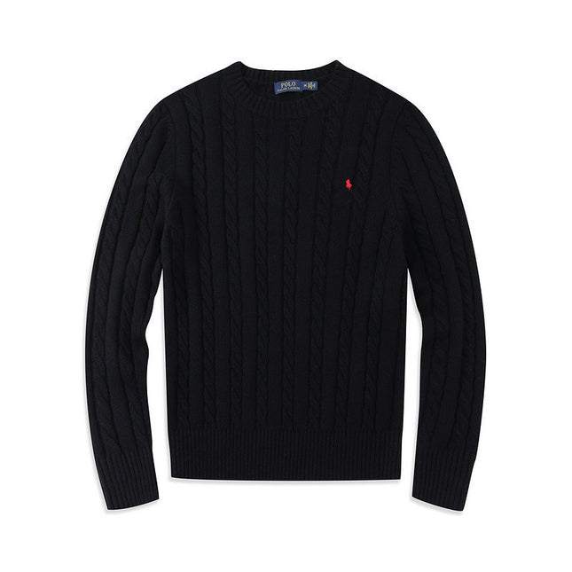 Casual Crew Neck Pony Sweater Knitwear