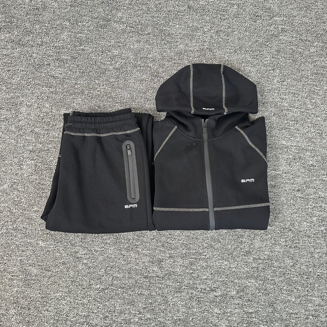 6PM Drill American Street Hip Hop Velvet Pullover Hooded Sweatshirt Long Sweatpants Men's Trendy Tracksuit Jacket