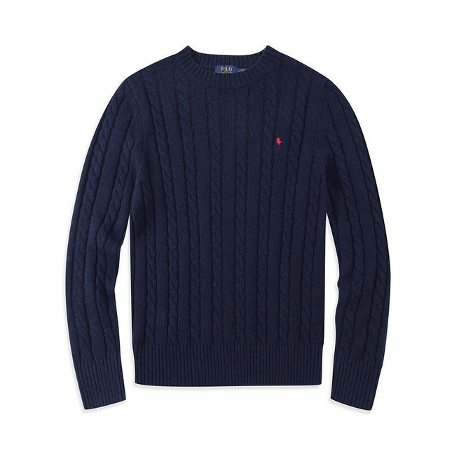 Casual Crew Neck Pony Sweater Knitwear