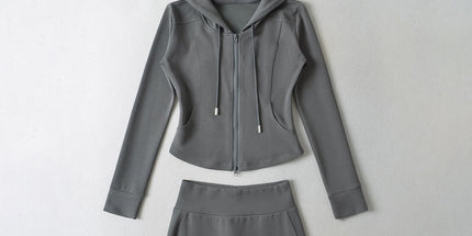 Fashion spelling waist slimming zipper hooded sweatshirt flared pants women