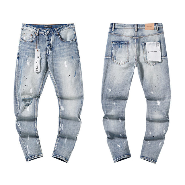 vintage hole slim stretch jeans