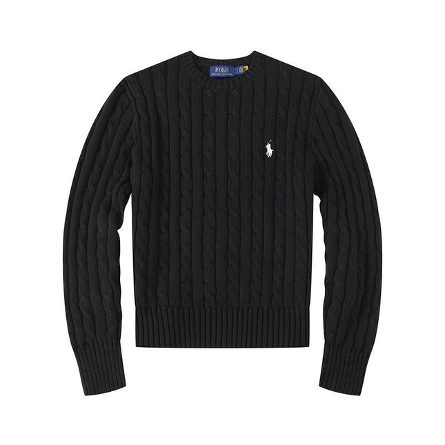 Casual Crew Neck Pony Sweater Knitwear