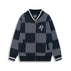 1 navy blue (color-blocked knitted sweater flight jacket) / XS
