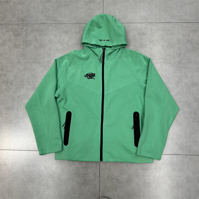 Syna Drill Contrast Stitch Hooded Cardigan Set