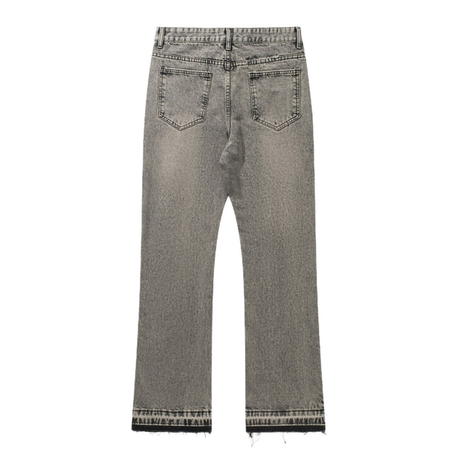 RDT Menswear| American Smoke Grey Tassel 507 Retro Cement Grey Trousers Cleanfit Jeans