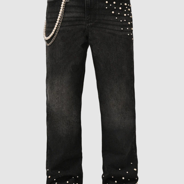 denim straight-leg pants jeans