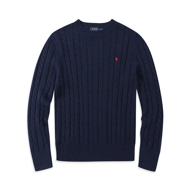 Casual Crew Neck Pony Sweater Knitwear