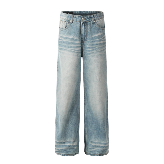 Light blue jeans on a white background