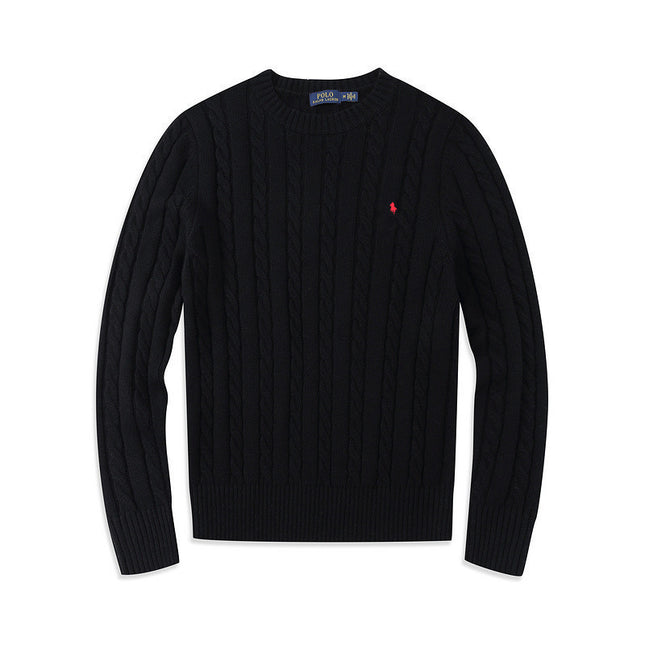Casual Crew Neck Pony Sweater Knitwear