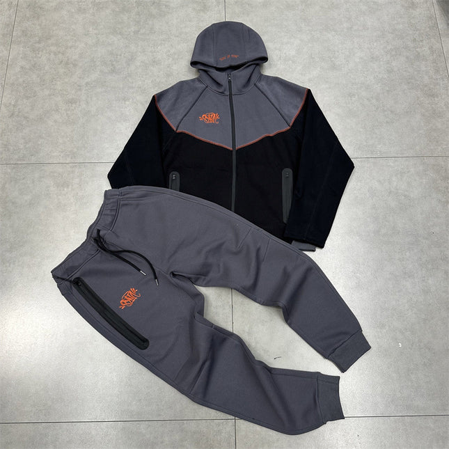 Syna Drill Contrast Stitch Hooded Cardigan Set