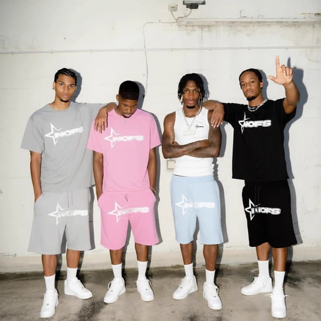 Summer Unisex Hip Hop Punk Print Shorts Set