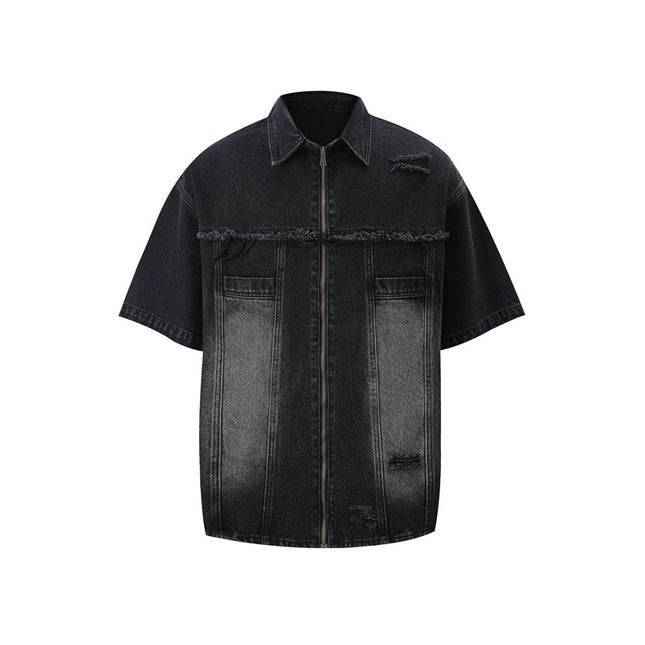 Vintage ripped denim zippers and jeans casual suits