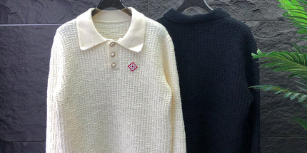 Unisex Polo Collar Knit Sweater - Autumn/Winter Trend