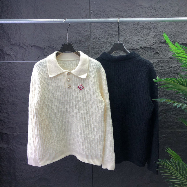 Unisex Polo Collar Knit Sweater - Autumn/Winter Trend