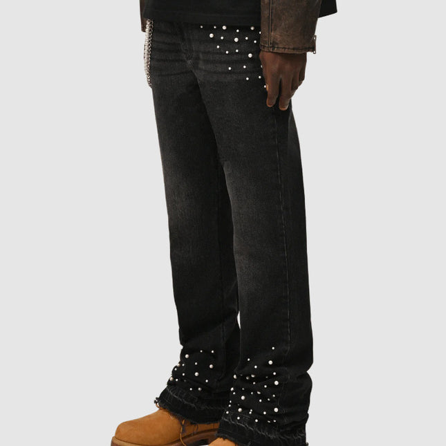 denim straight-leg pants jeans